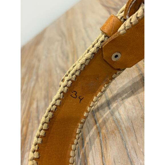 Vtg Women's Belt Tapestry Colorful Woven‎ Leather Aztec Western - Picture 4 of 4